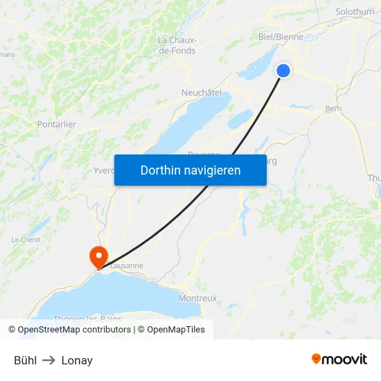Bühl to Lonay map