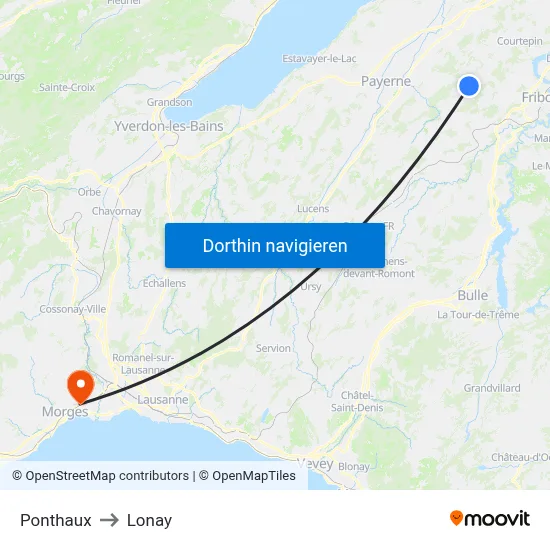 Ponthaux to Lonay map