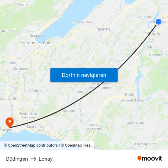 Düdingen to Lonay map