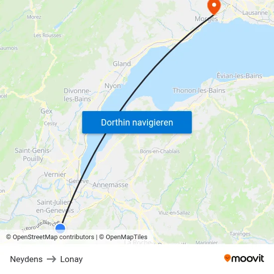 Neydens to Lonay map