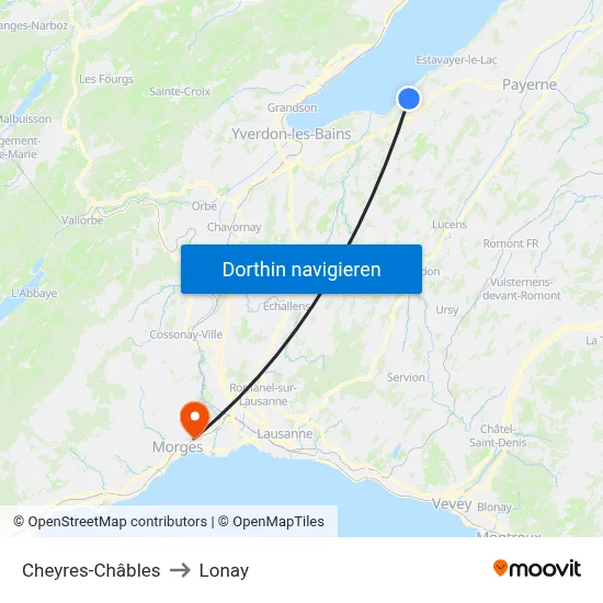 Cheyres-Châbles to Lonay map