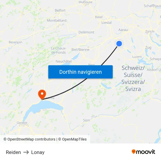 Reiden to Lonay map