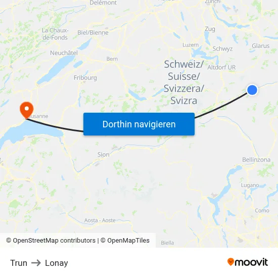 Trun to Lonay map