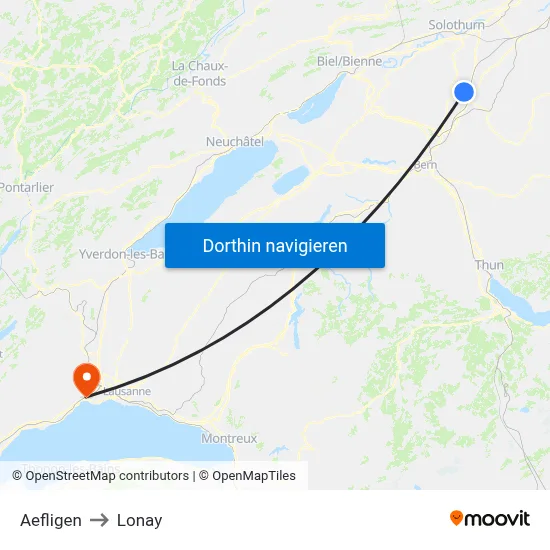 Aefligen to Lonay map