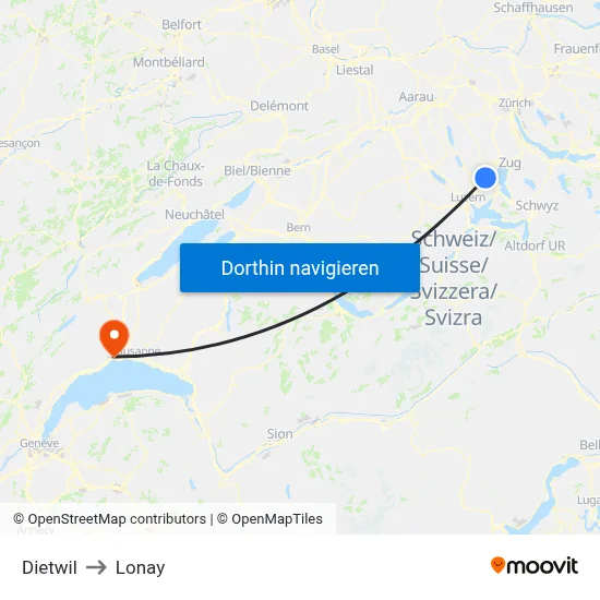 Dietwil to Lonay map