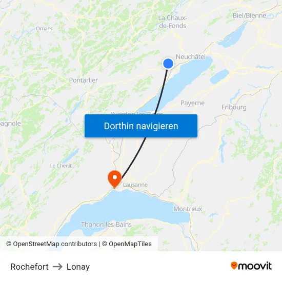 Rochefort to Lonay map