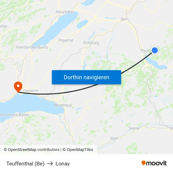 Teuffenthal (Be) to Lonay map