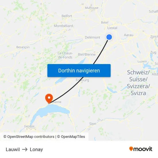 Lauwil to Lonay map
