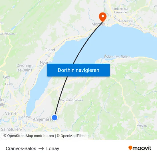 Cranves-Sales to Lonay map