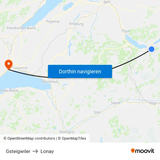 Gsteigwiler to Lonay map