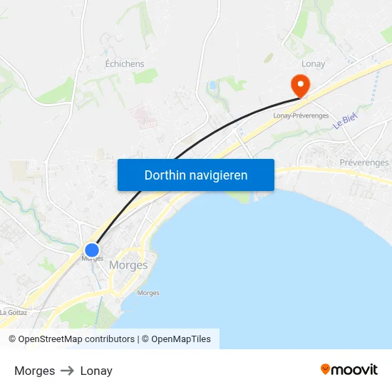 Morges to Lonay map