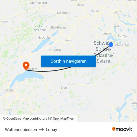 Wolfenschiessen to Lonay map
