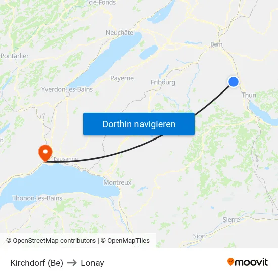 Kirchdorf (Be) to Lonay map