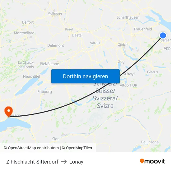 Zihlschlacht-Sitterdorf to Lonay map