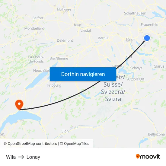 Wila to Lonay map