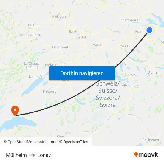 Müllheim to Lonay map