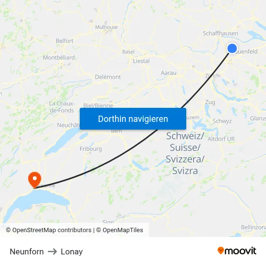 Neunforn to Lonay map