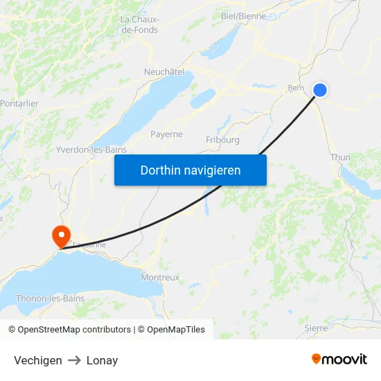 Vechigen to Lonay map