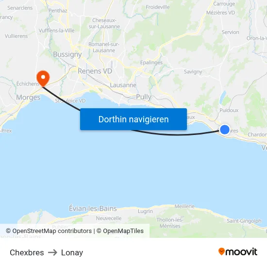 Chexbres to Lonay map