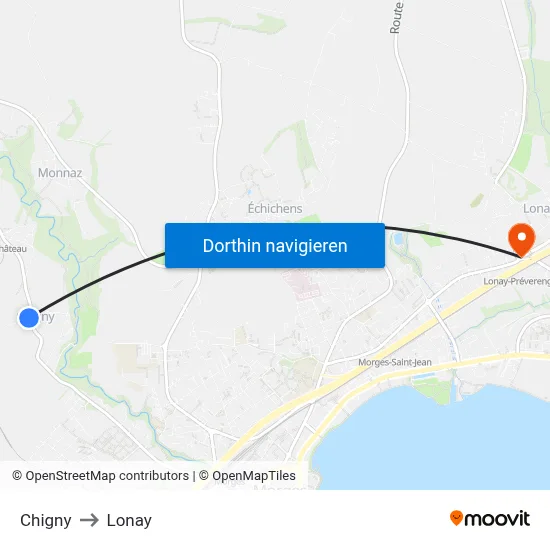 Chigny to Lonay map