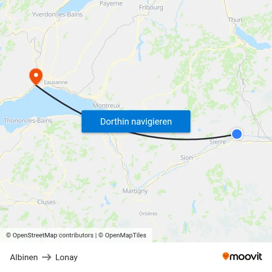 Albinen to Lonay map