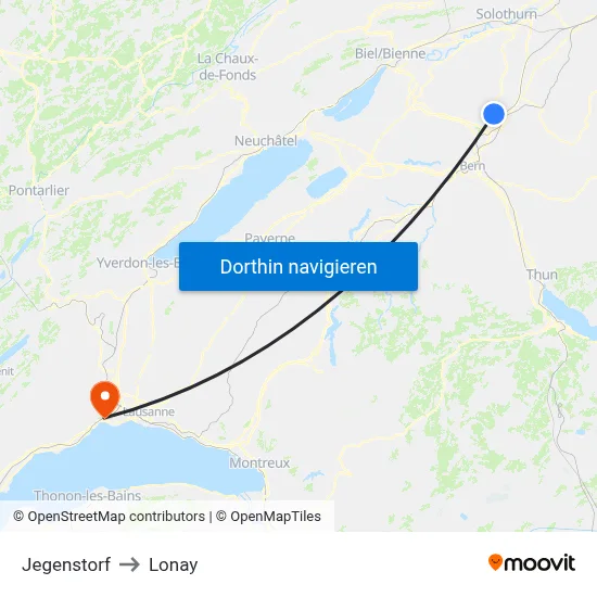 Jegenstorf to Lonay map