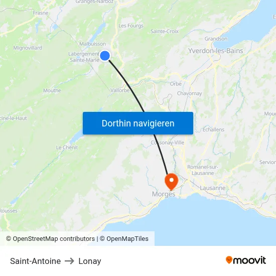 Saint-Antoine to Lonay map