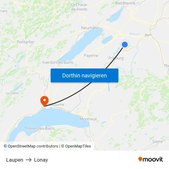 Laupen to Lonay map