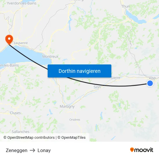 Zeneggen to Lonay map