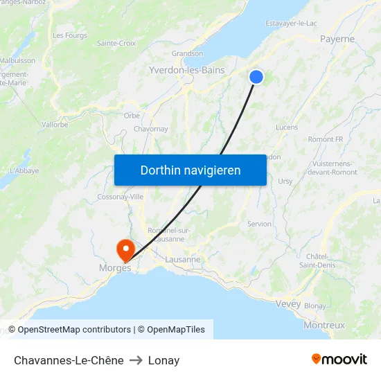 Chavannes-Le-Chêne to Lonay map