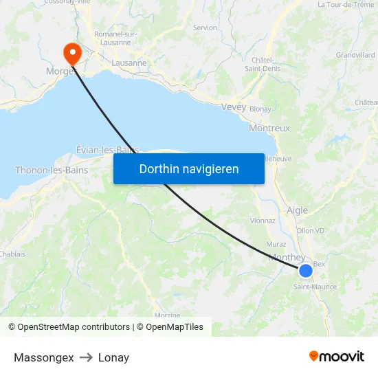Massongex to Lonay map