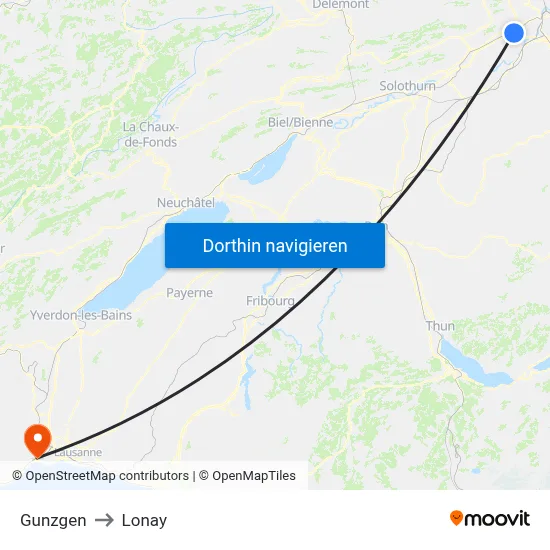 Gunzgen to Lonay map