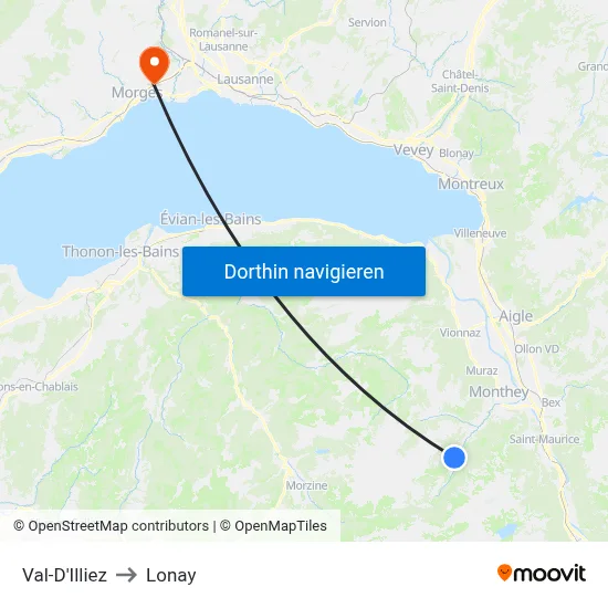 Val-D'Illiez to Lonay map