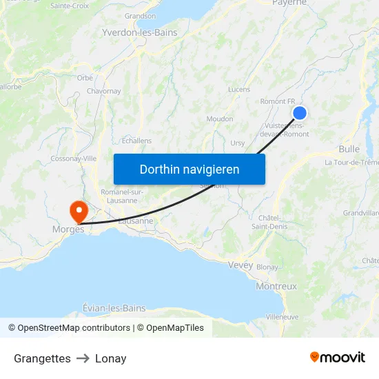 Grangettes to Lonay map
