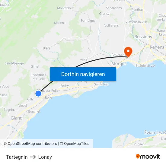 Tartegnin to Lonay map