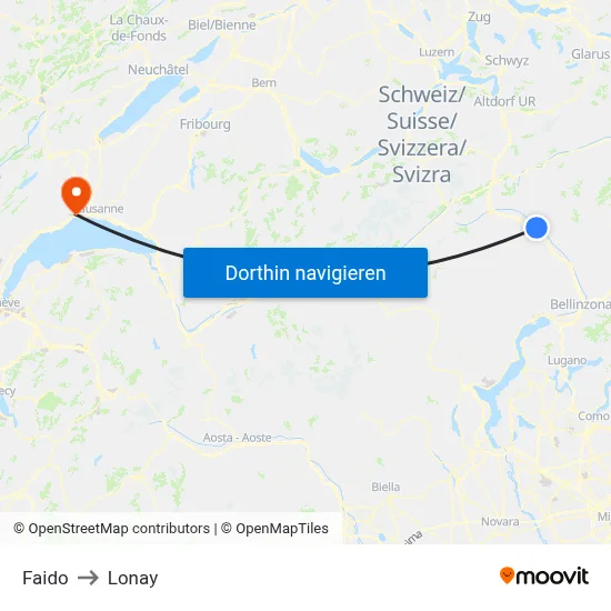 Faido to Lonay map