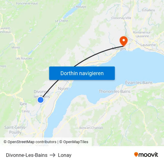 Divonne-Les-Bains to Lonay map