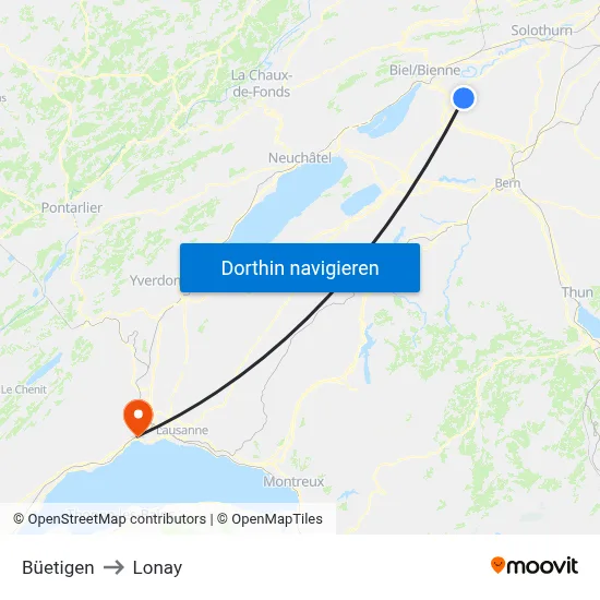 Büetigen to Lonay map