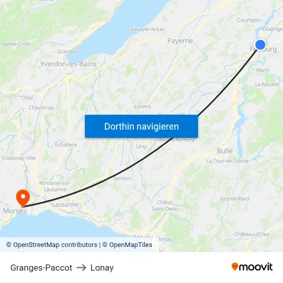 Granges-Paccot to Lonay map