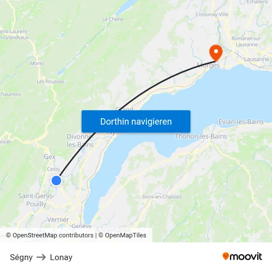Ségny to Lonay map