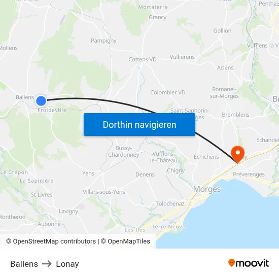 Ballens to Lonay map