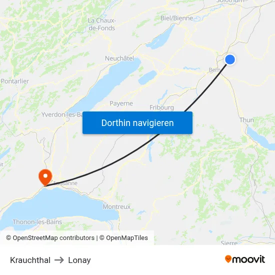 Krauchthal to Lonay map