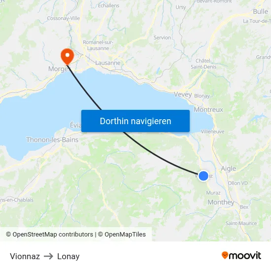 Vionnaz to Lonay map