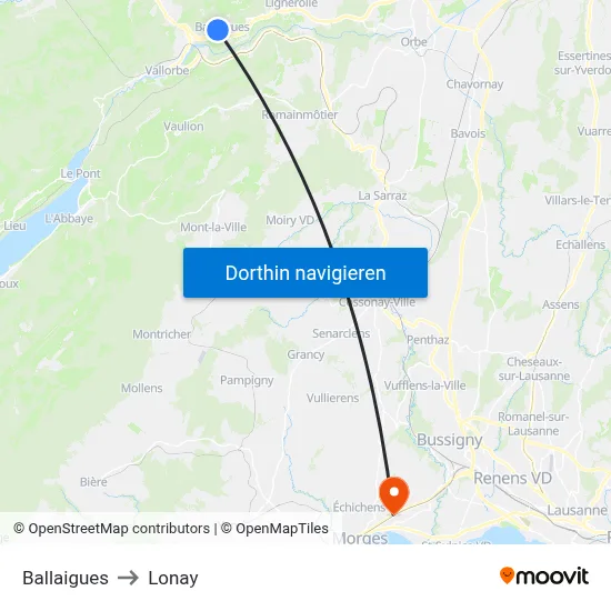 Ballaigues to Lonay map