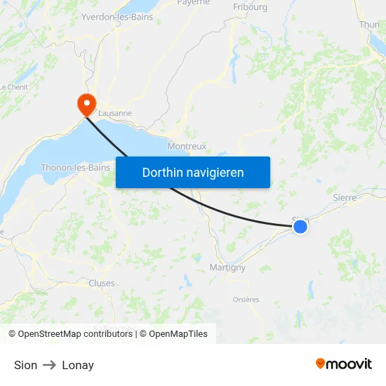 Sion to Lonay map