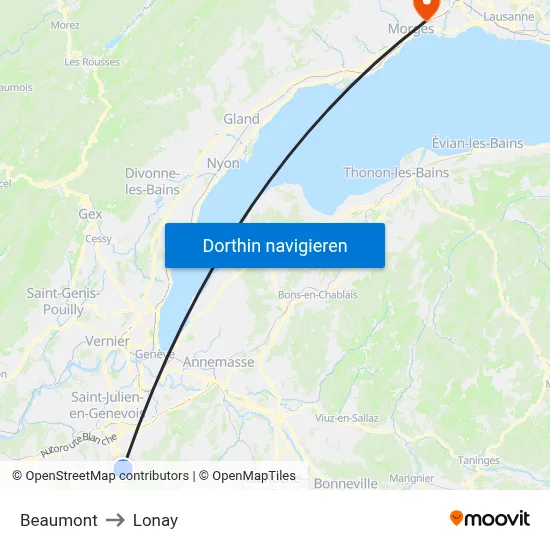 Beaumont to Lonay map