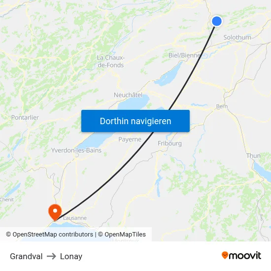 Grandval to Lonay map