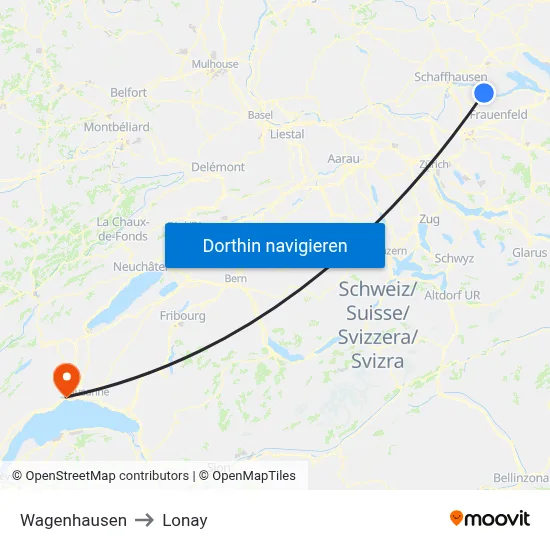Wagenhausen to Lonay map