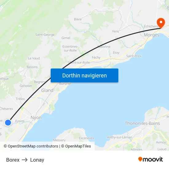 Borex to Lonay map