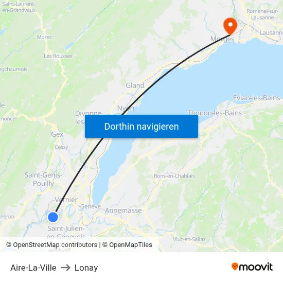 Aire-La-Ville to Lonay map